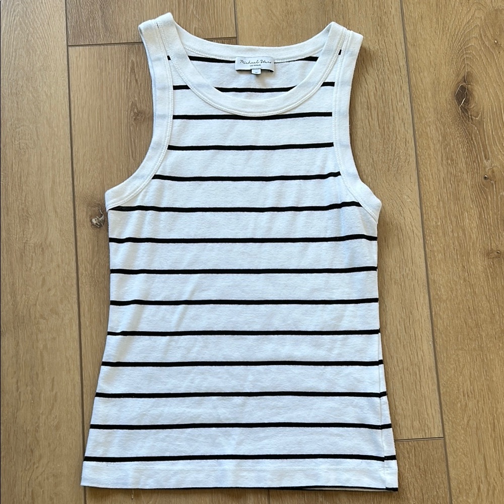Michael Stars Women's Striped Tank Top - Black and White